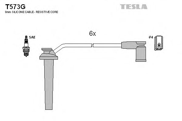 Комплект высоковольтных проводов TESLA T573G