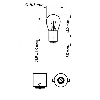 Лампа накаливания PHILIPS 12088CP (фонарь сигнала торможения / задний габаритный огонь, задняя противотуманная фара, дополнительный фонарь сигнала торможения)