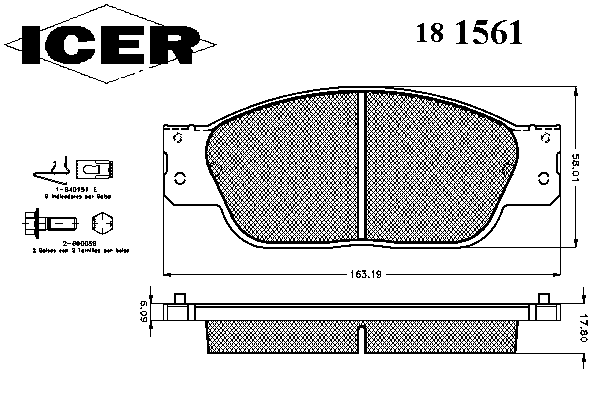 Гальмівні колодки ICER 181561