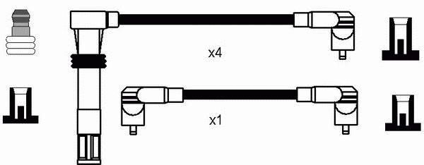 Комплект высоковольтных проводов NGK RCVW232