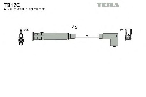 Комплект высоковольтных проводов TESLA T812C