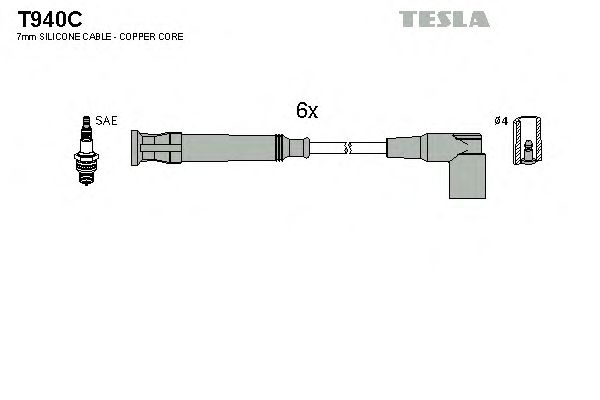 Комплект высоковольтных проводов TESLA T940C