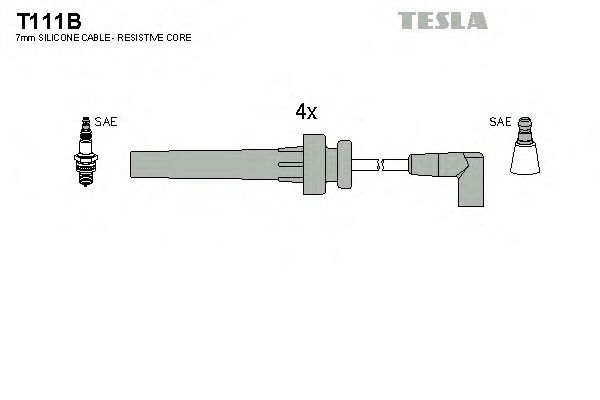 Комплект высоковольтных проводов TESLA T111B