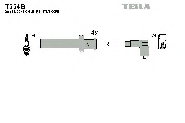Комплект высоковольтных проводов TESLA T554B