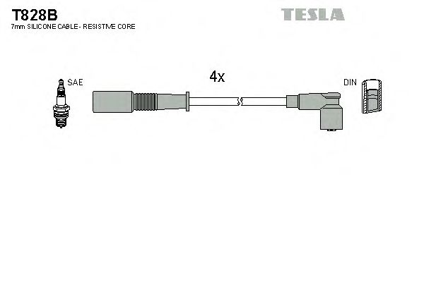 Комплект высоковольтных проводов TESLA T828B