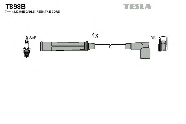 Комплект высоковольтных проводов TESLA T898B