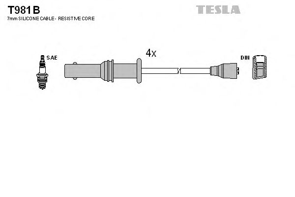 Комплект высоковольтных проводов TESLA T981B