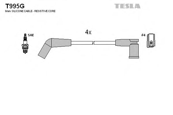 Комплект високовольтних проводів TESLA T995G