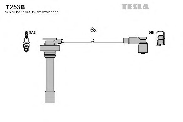 Комплект высоковольтных проводов TESLA T253B