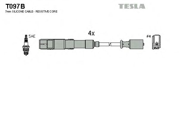 Комплект високовольтних проводів TESLA T097B