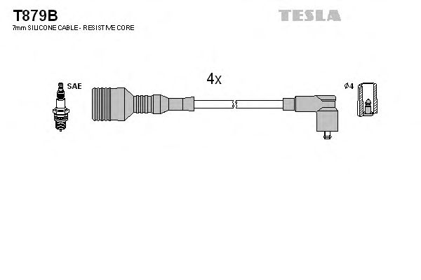 Комплект высоковольтных проводов TESLA T879B