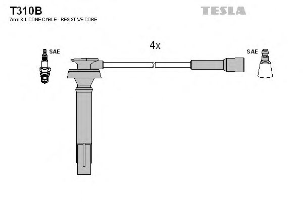 Комплект высоковольтных проводов TESLA T310B