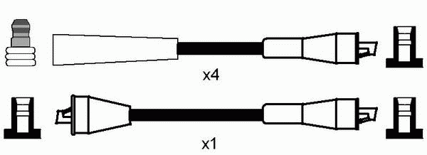 Комплект высоковольтных проводов NGK RCFD804