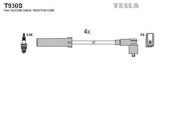 Комплект высоковольтных проводов TESLA T930S