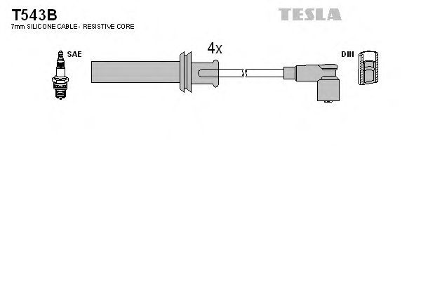 Комплект высоковольтных проводов TESLA T543B