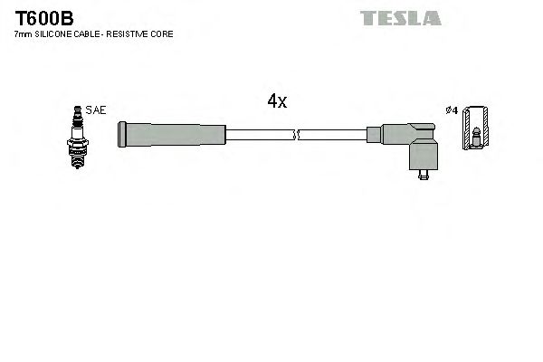 Комплект высоковольтных проводов TESLA T600B