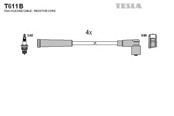 Комплект высоковольтных проводов TESLA T611B
