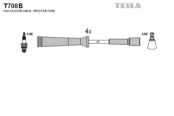 Комплект высоковольтных проводов TESLA T708B