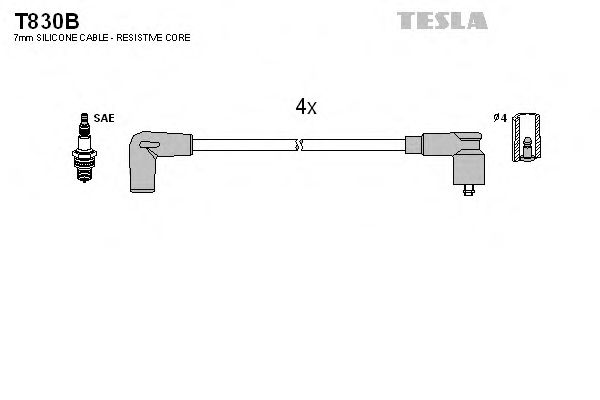 Комплект высоковольтных проводов TESLA T830B