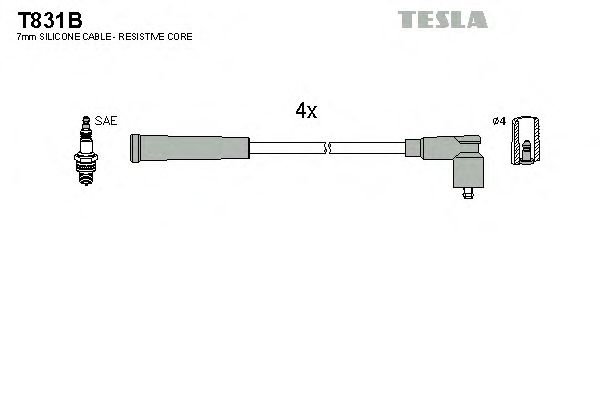 Комплект высоковольтных проводов TESLA T831B