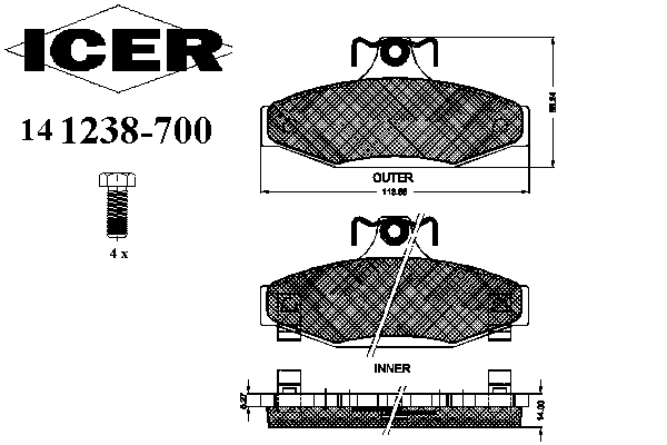 Тормозные колодки ICER 141238-700