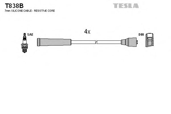 Комплект высоковольтных проводов TESLA T838B