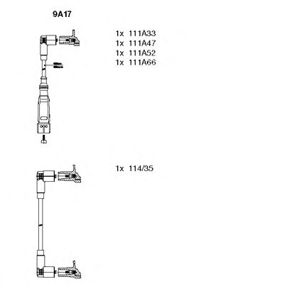 Комплект высоковольтных проводов BREMI 9A17