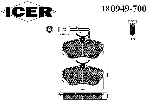 Тормозные колодки ICER 180949-700