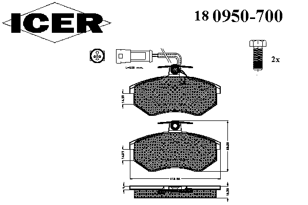 Тормозные колодки ICER 180950-700
