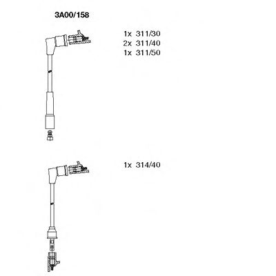 Комплект высоковольтных проводов BREMI 3A00/158