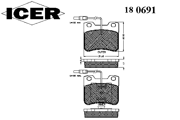 Тормозные колодки ICER 180691