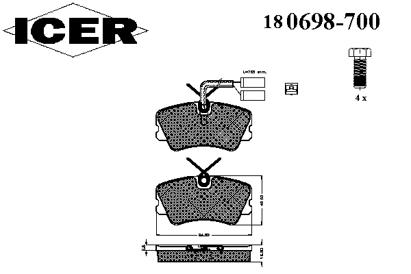 Тормозные колодки ICER 180698-700