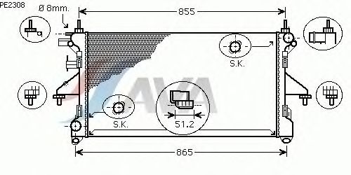 Радиатор, охлаждение двигателя AVA QUALITY COOLING PE2308
