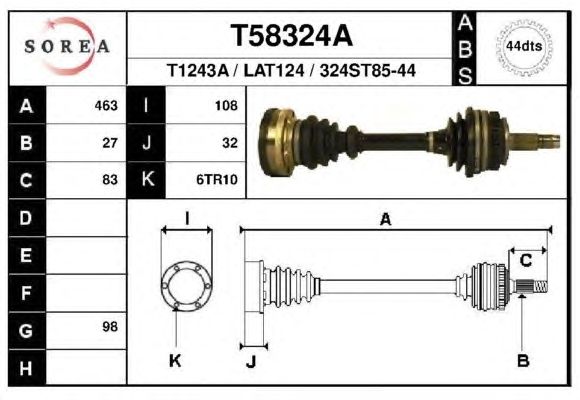 Приводний вал EAI T58324A