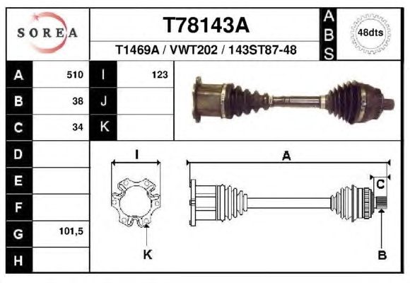Приводной вал EAI T78143A