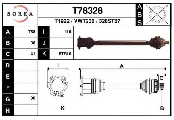 Приводной вал EAI T78328