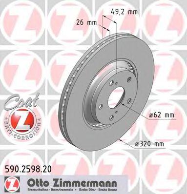 Гальмівний диск ZIMMERMANN 590.2598.20