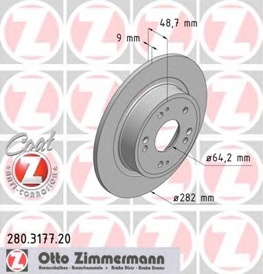 Гальмівний диск ZIMMERMANN 280.3177.20