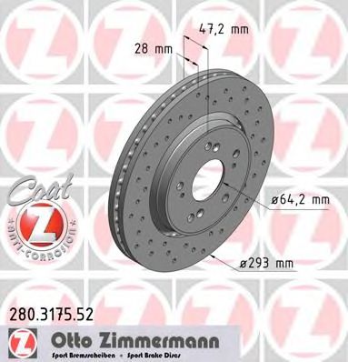 Гальмівний диск ZIMMERMANN 280.3175.52