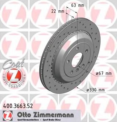 Гальмівний диск ZIMMERMANN 400.3663.52