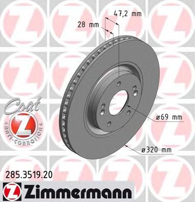 Гальмівний диск ZIMMERMANN 285.3519.20