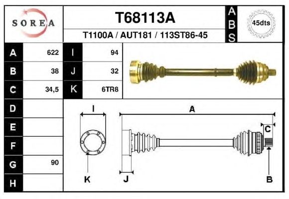 Приводной вал EAI T68113A