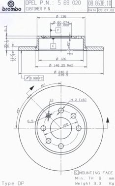 Гальмівний диск BREMBO 08.8638.10