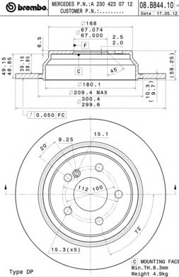 Гальмівний диск BREMBO 08.B844.11