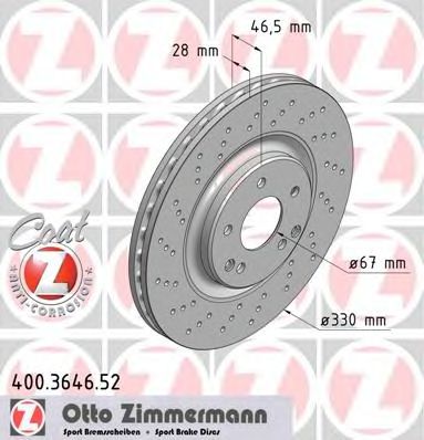 Тормозной диск ZIMMERMANN 400.3646.52