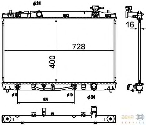 Радиатор, охлаждение двигателя HELLA 8MK 376 790-201
