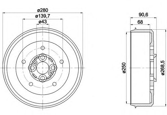Тормозной барабан HELLA 8DT 355 300-881