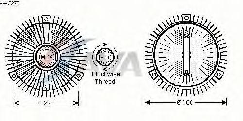 Вязкостная муфта вентилятора охлаждения AVA QUALITY COOLING VWC275