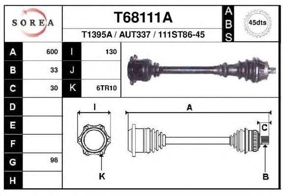 Приводной вал EAI T68111A