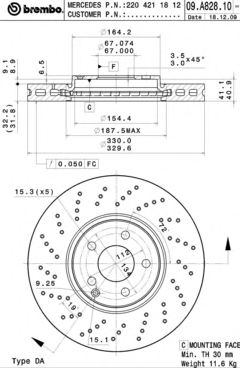 Тормозной диск BREMBO 09.A828.10